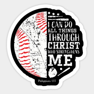 Christian Baseball I Can Do All Things Religious Verses Sticker